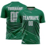 Custom Uniform Jersey Sports Sublimation Soccer Kelly Lines Gray-White Green