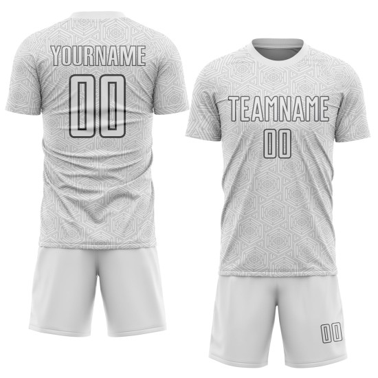 Custom White Steel Uniform Shape Geometric Sublimation Gray Jersey Sports Soccer Custom White Steel Uniform Shape Geometric Sublimation Gray Jersey Sports Soccer