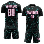 White Jersey Lightning Aqua-Pink Black Sports Custom Uniform Soccer Sublimation White Jersey Lightning Aqua-Pink Black Sports Custom Uniform Soccer Sublimation