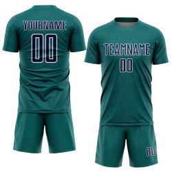 Custom Geometric Teal Jersey Navy-White Soccer Sports Shape Sublimation Uniform Custom Geometric Teal Jersey Navy-White Soccer Sports Shape Sublimation Uniform