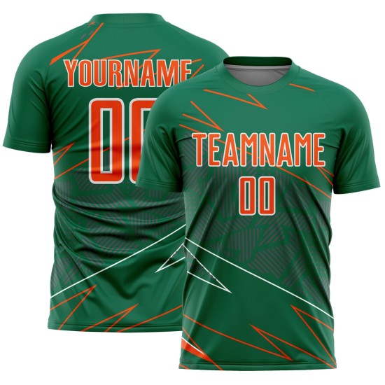 Lines Sublimation Jersey Custom Sports Orange-White Green Soccer Uniform Kelly