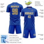 Sports Thunder Soccer Sublimation Shape Blue Geometric Jersey Uniform Gold-White Old Custom Sports Thunder Soccer Sublimation Shape Blue Geometric Jersey Uniform Gold-White Old Custom