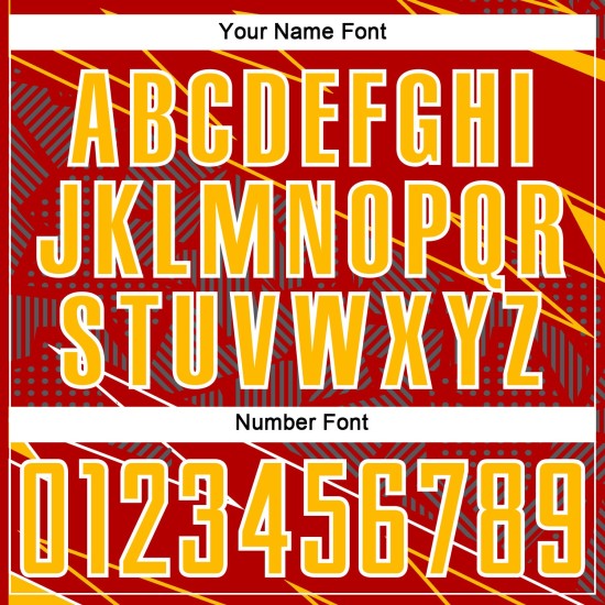 Red Sports Sublimation Jersey Uniform Lines Gold-White Soccer Custom Red Sports Sublimation Jersey Uniform Lines Gold-White Soccer Custom